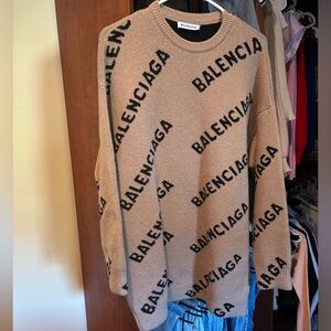 Balenciaga Allover Logo Wool Sweater